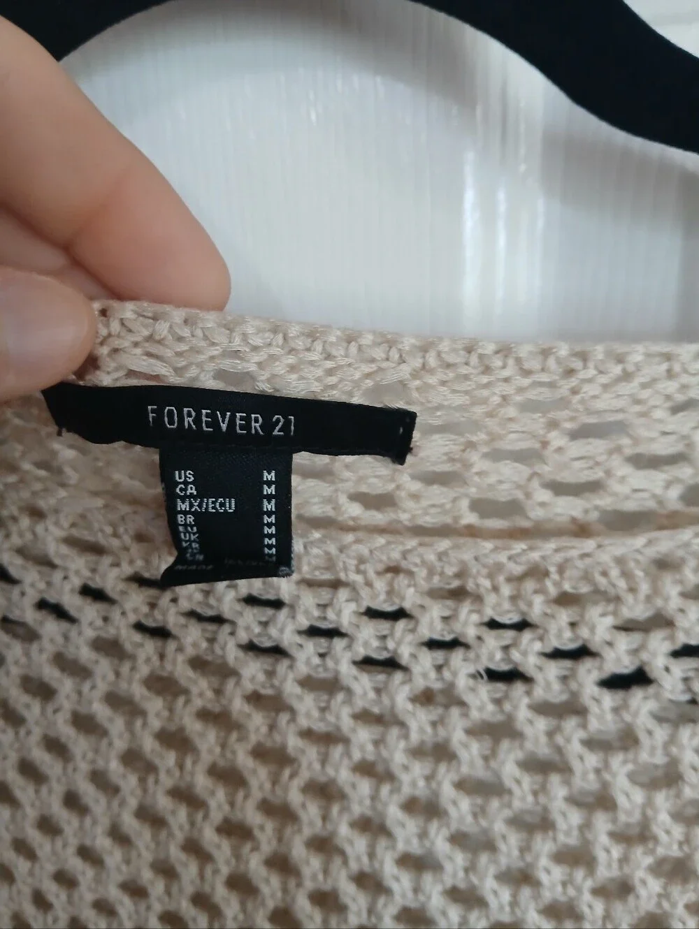 Forever 21 Open-Knit Scoop Neck Sweater in Cream Boho Beach Coastal Grunge